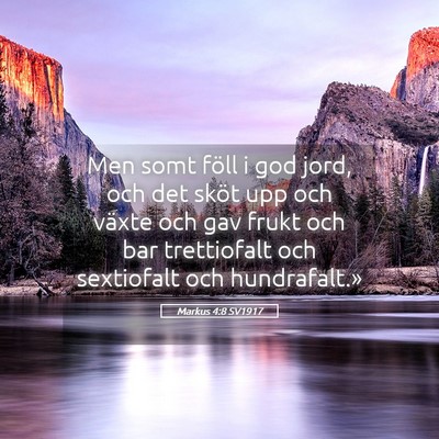 Picture 05 - Markus 4:8 SV1917 - Men somt föll i god jord, och det sköt upp och - Bible Verse Picture