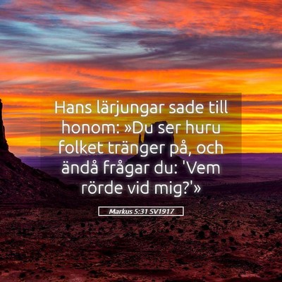 Picture 05 - Markus 5:31 SV1917 - Hans lärjungar sade till honom: »Du ser huru - Bible Verse Picture