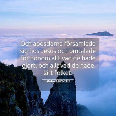 Picture 05 - Markus 6:30 SV1917 - Och apostlarna församlade sig hos Jesus och - Bible Verse Picture