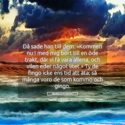 Picture 05 - Markus 6:31 SV1917 - Då sade han till dem: »Kommen nu I med mig bort - Bible Verse Picture