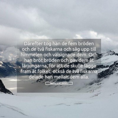 Picture 05 - Markus 6:41 SV1917 - Därefter tog han de fem bröden och de två - Bible Verse Picture