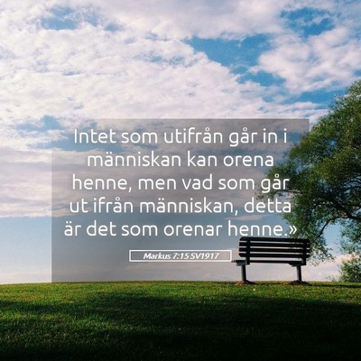 Picture 05 - Markus 7:15 SV1917 - Intet som utifrån går in i människan kan orena - Bible Verse Picture