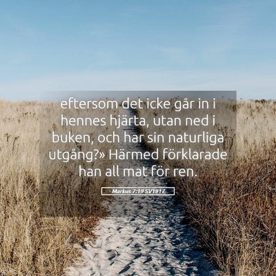 Picture 05 - Markus 7:19 SV1917 - eftersom det icke går in i hennes hjärta, utan - Bible Verse Picture