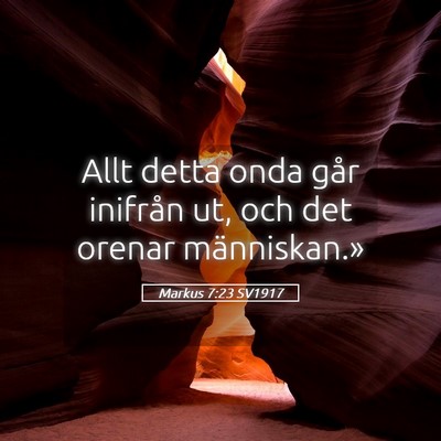 Picture 05 - Markus 7:23 SV1917 - Allt detta onda går inifrån ut, och det orenar - Bible Verse Picture