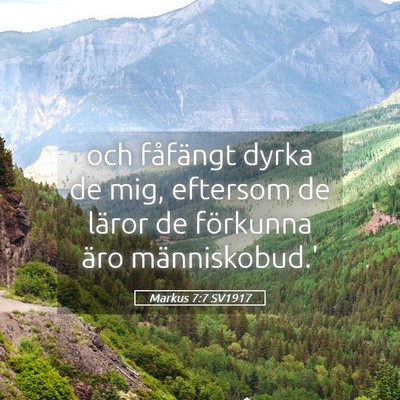 Picture 05 - Markus 7:7 SV1917 - och fåfängt dyrka de mig, eftersom de läror de - Bible Verse Picture
