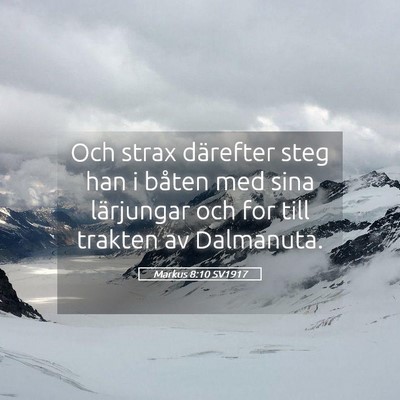 Picture 05 - Markus 8:10 SV1917 - Och strax därefter steg han i båten med sina - Bible Verse Picture