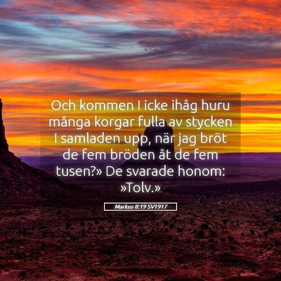 Picture 05 - Markus 8:19 SV1917 - Och kommen I icke ihåg huru många korgar fulla - Bible Verse Picture
