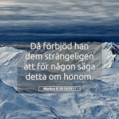 Picture 05 - Markus 8:30 SV1917 - Då förbjöd han dem strängeligen att för - Bible Verse Picture