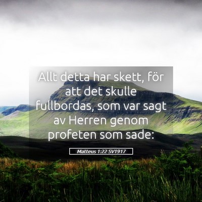Picture 05 - Matteus 1:22 SV1917 - Allt detta har skett, för att det skulle - Bible Verse Picture