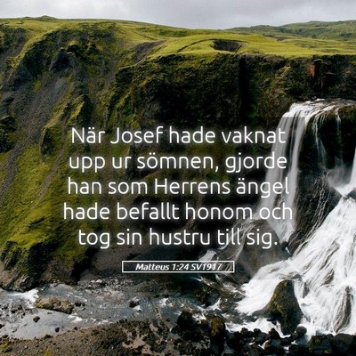 Picture 05 - Matteus 1:24 SV1917 - När Josef hade vaknat upp ur sömnen, gjorde han - Bible Verse Picture