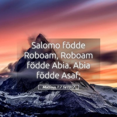 Picture 05 - Matteus 1:7 SV1917 - Salomo födde Roboam, Roboam födde Abia. Abia - Bible Verse Picture