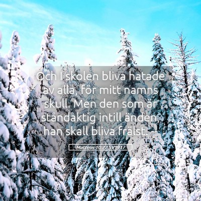Picture 05 - Matteus 10:22 SV1917 - Och I skolen bliva hatade av alla, för mitt - Bible Verse Picture