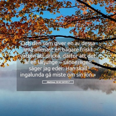 Picture 05 - Matteus 10:42 SV1917 - Och den som giver en av dessa små allenast en - Bible Verse Picture