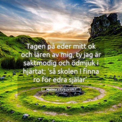 Picture 05 - Matteus 11:29 SV1917 - Tagen på eder mitt ok och lären av mig, ty jag - Bible Verse Picture