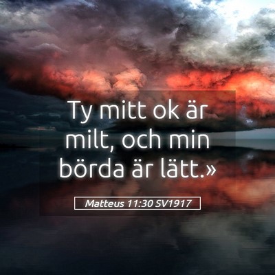 Picture 05 - Matteus 11:30 SV1917 - Ty mitt ok är milt, och min börda är - Bible Verse Picture