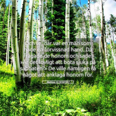 Picture 05 - Matteus 12:10 SV1917 - Och se, där var en man som hade en förvissnad - Bible Verse Picture