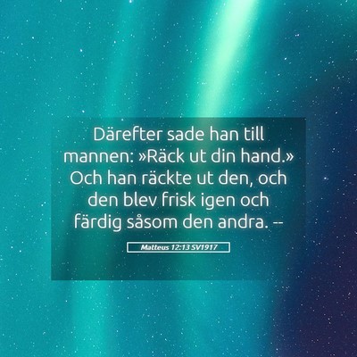 Picture 05 - Matteus 12:13 SV1917 - Därefter sade han till mannen: »Räck ut din - Bible Verse Picture