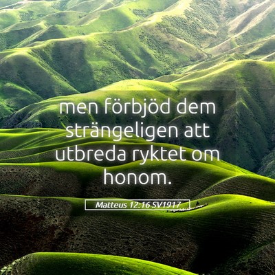 Picture 05 - Matteus 12:16 SV1917 - men förbjöd dem strängeligen att utbreda - Bible Verse Picture