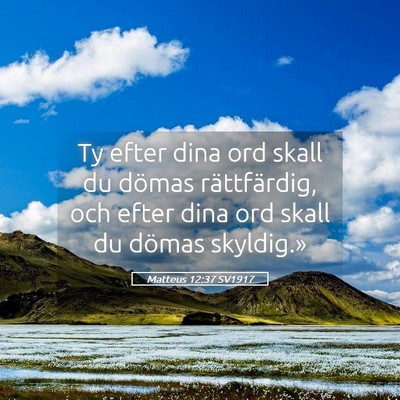Picture 05 - Matteus 12:37 SV1917 - Ty efter dina ord skall du dömas rättfärdig, - Bible Verse Picture
