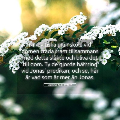 Picture 05 - Matteus 12:41 SV1917 - Ninevitiska män skola vid domen träda fram - Bible Verse Picture
