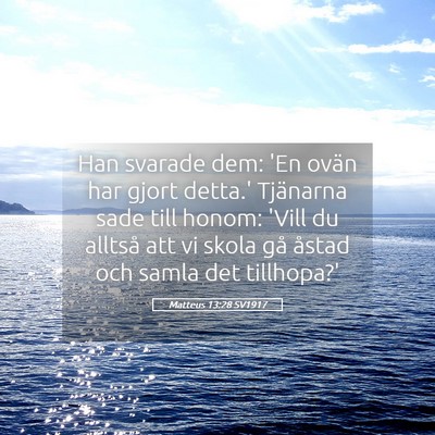 Picture 05 - Matteus 13:28 SV1917 - Han svarade dem: 'En ovän har gjort detta.' - Bible Verse Picture