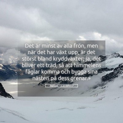 Picture 05 - Matteus 13:32 SV1917 - Det är minst av alla frön, men när det har - Bible Verse Picture