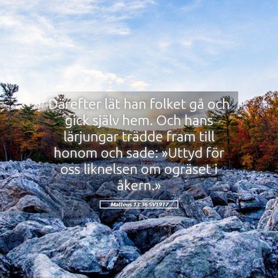 Picture 05 - Matteus 13:36 SV1917 - Därefter lät han folket gå och gick själv - Bible Verse Picture
