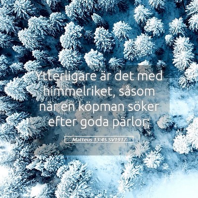 Picture 05 - Matteus 13:45 SV1917 - Ytterligare är det med himmelriket, såsom när - Bible Verse Picture