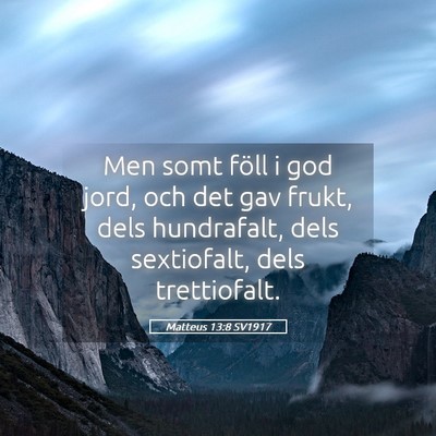 Picture 05 - Matteus 13:8 SV1917 - Men somt föll i god jord, och det gav frukt, - Bible Verse Picture