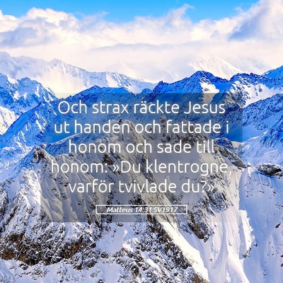 Picture 05 - Matteus 14:31 SV1917 - Och strax räckte Jesus ut handen och fattade i - Bible Verse Picture