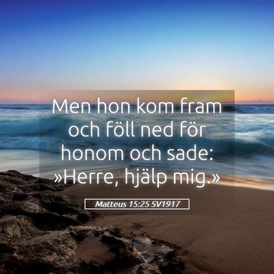 Picture 05 - Matteus 15:25 SV1917 - Men hon kom fram och föll ned för honom och - Bible Verse Picture