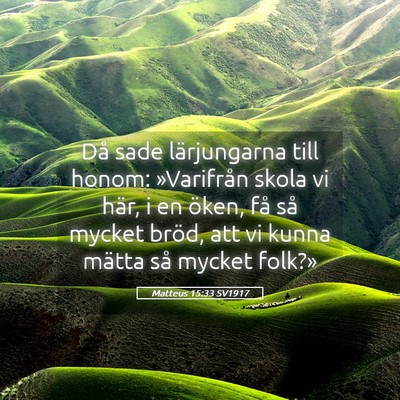 Picture 05 - Matteus 15:33 SV1917 - Då sade lärjungarna till honom: »Varifrån - Bible Verse Picture