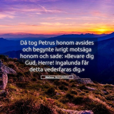 Picture 05 - Matteus 16:22 SV1917 - Då tog Petrus honom avsides och begynte ivrigt - Bible Verse Picture