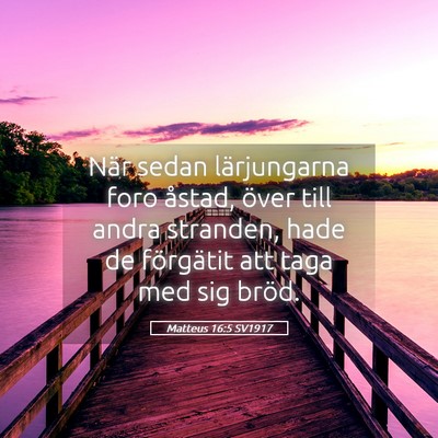 Picture 05 - Matteus 16:5 SV1917 - När sedan lärjungarna foro åstad, över till - Bible Verse Picture
