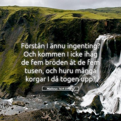 Picture 05 - Matteus 16:9 SV1917 - Förstån I ännu ingenting? Och kommen I icke - Bible Verse Picture