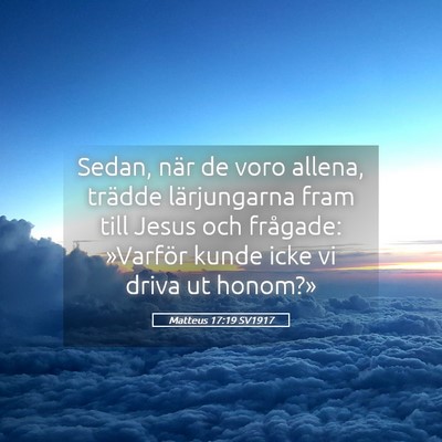 Picture 05 - Matteus 17:19 SV1917 - Sedan, när de voro allena, trädde lärjungarna - Bible Verse Picture