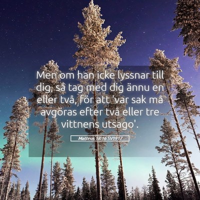 Picture 05 - Matteus 18:16 SV1917 - Men om han icke lyssnar till dig, så tag med dig - Bible Verse Picture