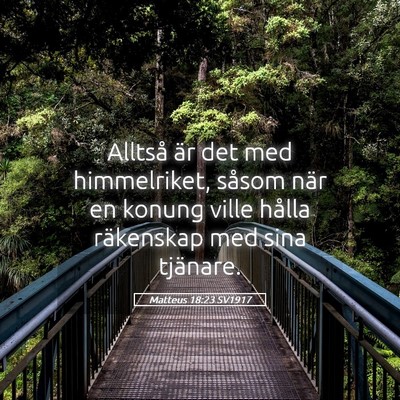 Picture 05 - Matteus 18:23 SV1917 - Alltså är det med himmelriket, såsom när en - Bible Verse Picture