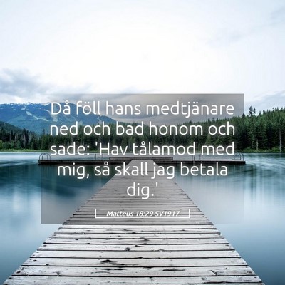 Picture 05 - Matteus 18:29 SV1917 - Då föll hans medtjänare ned och bad honom och - Bible Verse Picture
