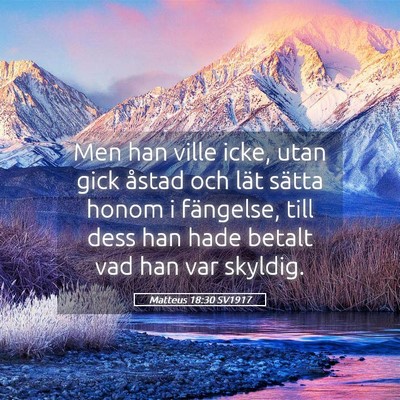 Picture 05 - Matteus 18:30 SV1917 - Men han ville icke, utan gick åstad och lät - Bible Verse Picture