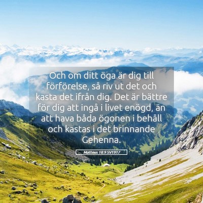 Picture 05 - Matteus 18:9 SV1917 - Och om ditt öga är dig till förförelse, så - Bible Verse Picture