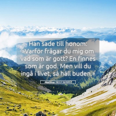 Picture 05 - Matteus 19:17 SV1917 - Han sade till honom: »Varför frågar du mig om - Bible Verse Picture