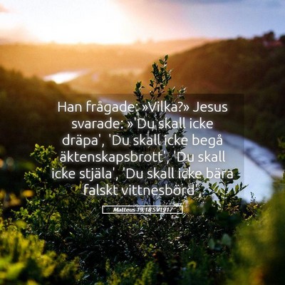 Picture 05 - Matteus 19:18 SV1917 - Han frågade: »Vilka?» Jesus svarade: »'Du - Bible Verse Picture