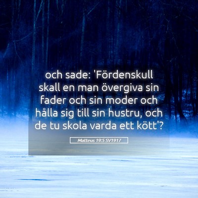 Picture 05 - Matteus 19:5 SV1917 - och sade: 'Fördenskull skall en man övergiva - Bible Verse Picture