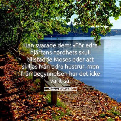 Picture 05 - Matteus 19:8 SV1917 - Han svarade dem: »För edra hjärtans hårdhets - Bible Verse Picture