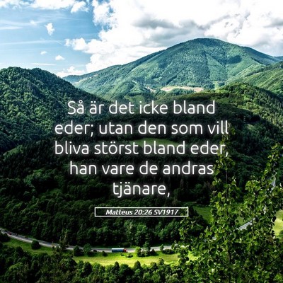 Picture 05 - Matteus 20:26 SV1917 - Så är det icke bland eder; utan den som vill - Bible Verse Picture