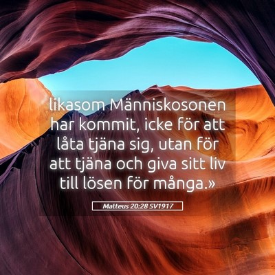 Picture 05 - Matteus 20:28 SV1917 - likasom Människosonen har kommit, icke för att - Bible Verse Picture
