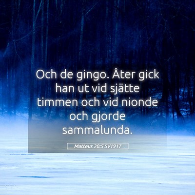 Picture 05 - Matteus 20:5 SV1917 - Och de gingo. Åter gick han ut vid sjätte - Bible Verse Picture