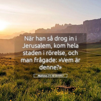 Picture 05 - Matteus 21:10 SV1917 - När han så drog in i Jerusalem, kom hela staden - Bible Verse Picture