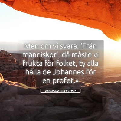 Picture 05 - Matteus 21:26 SV1917 - Men om vi svara: 'Från människor', då måste - Bible Verse Picture